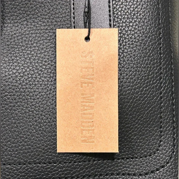 BRAND NEW WITH TAGS STEVE MADDEN MATTE BLACK BGOOSE TOTE. - Picture 8 of 11